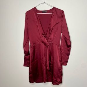 Maroon dress, silk, pretty little thing size 4